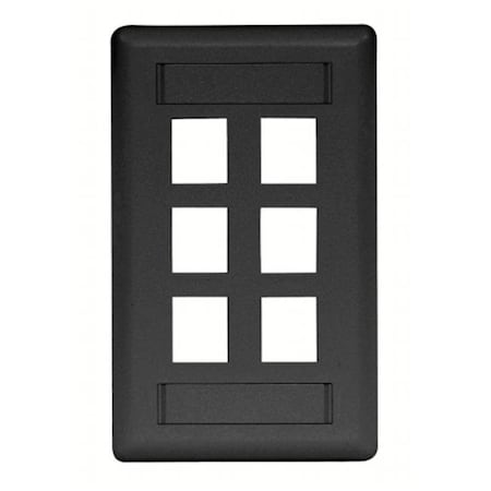 Hubbell Premise Wiring Hubbell IFP16BK 6 Port Rear Loading Single Gang Face Plate; Black IFP16BK